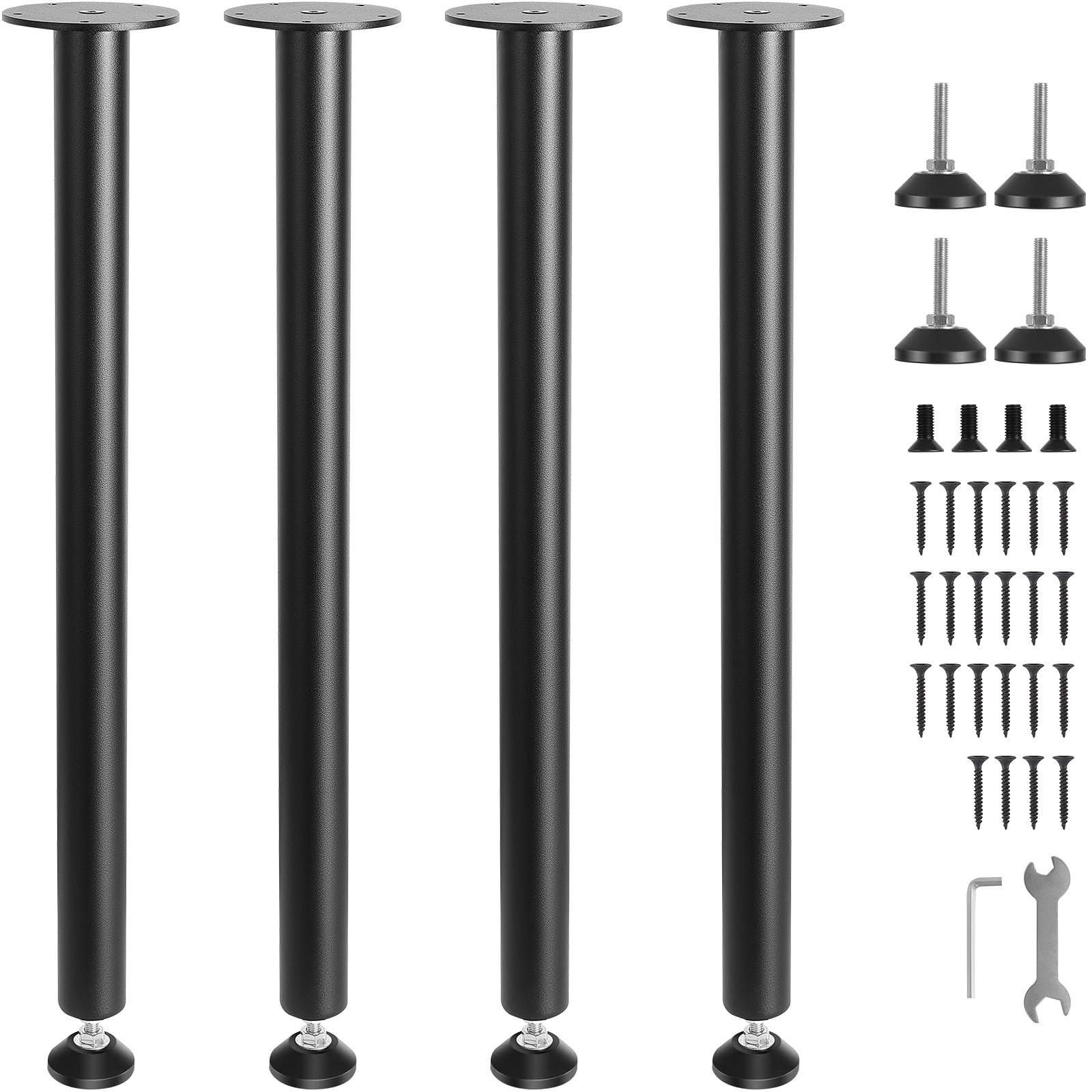 VEVOR 28 Inch Adjustable Desk Legs, Reinforced Steel 28 inch/Straight, Black