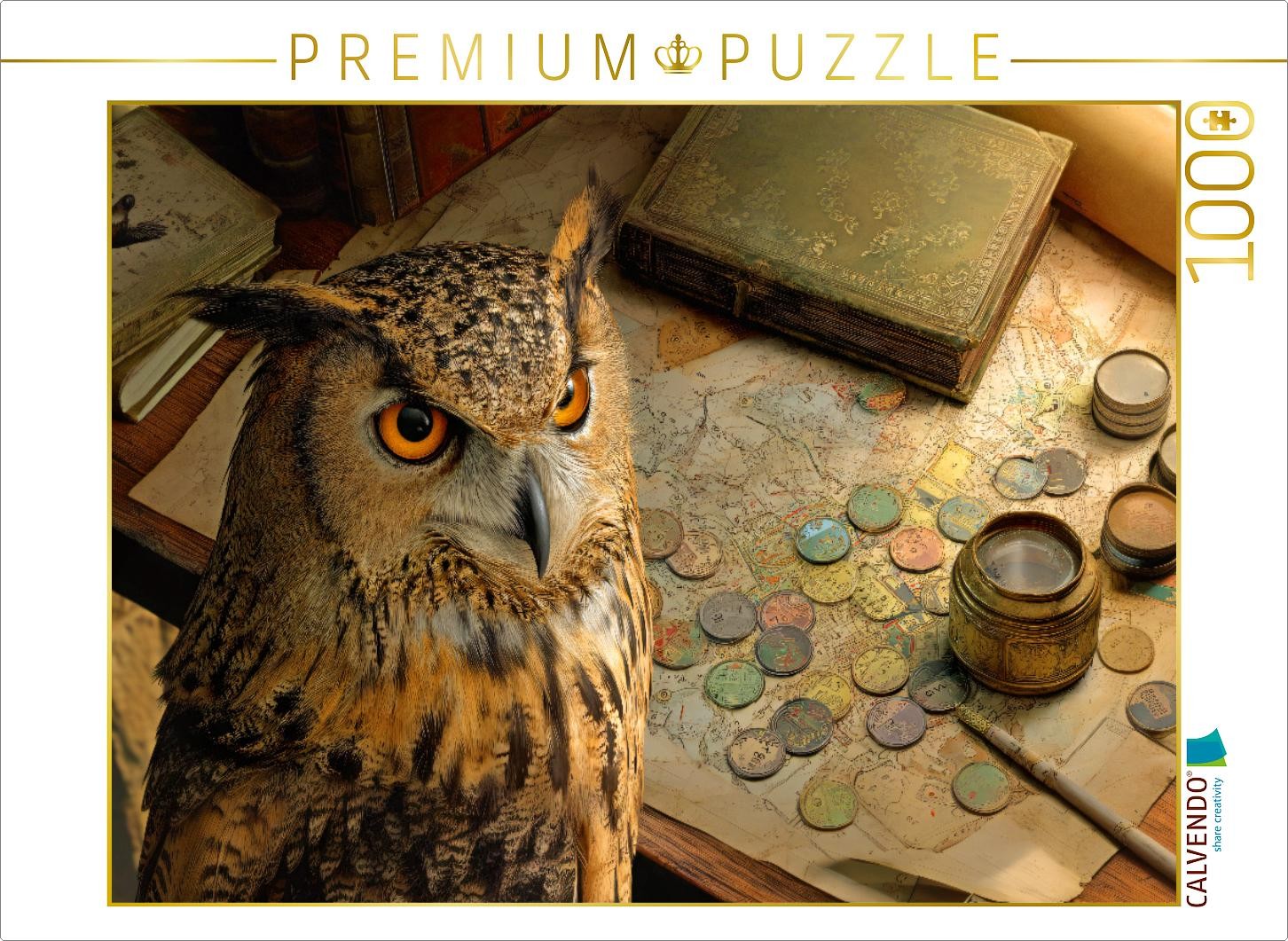 CALVENDO Puzzle Brettspiel Eule | 1000 Teile Lege-Größe 64x48cm Foto-Puzzle für