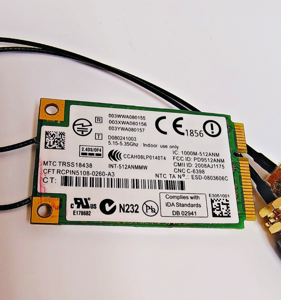 Intel WiFi Link 5100 Model 512AN_MMW MIMO 802.11 A/B/G Draft n