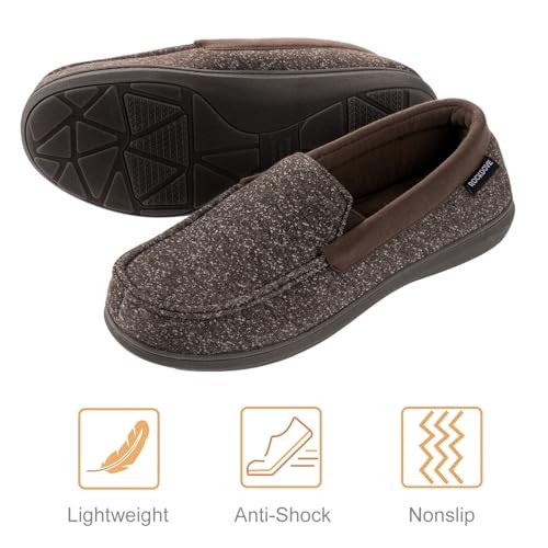 Men's Tweed Memory Foam Moc Slipper 10 Coffee