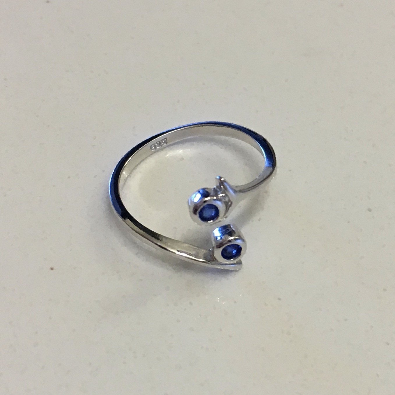 Sterling Silver Blue Sapphire CZ Toe Ring, Silver Rings, CZ Ring