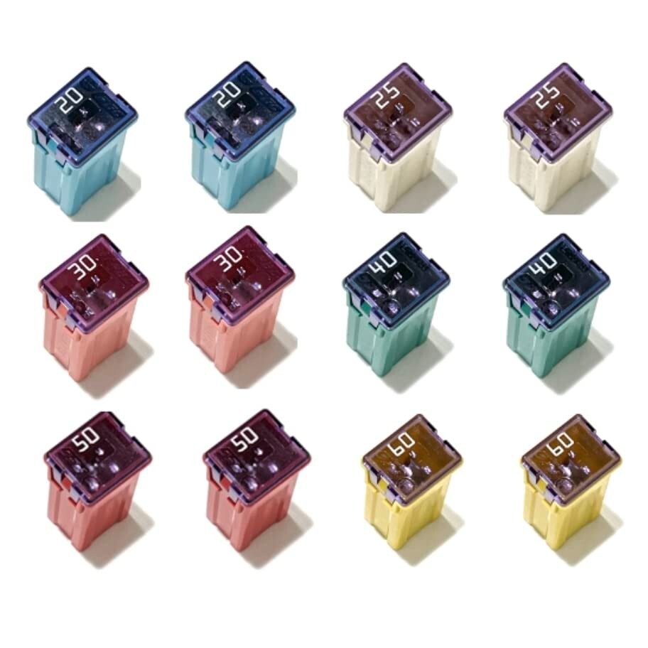 Multi Pack of J Case Fuses - 20A 25A 30A 40A 50A 60A - 12 Total Fuses Total