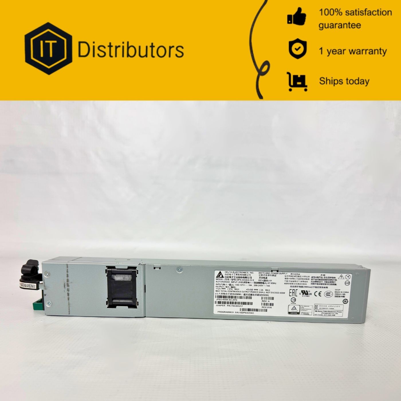 Juniper JPSU-400W-AC-AFO / 1 Year Warranty / Ships Today!