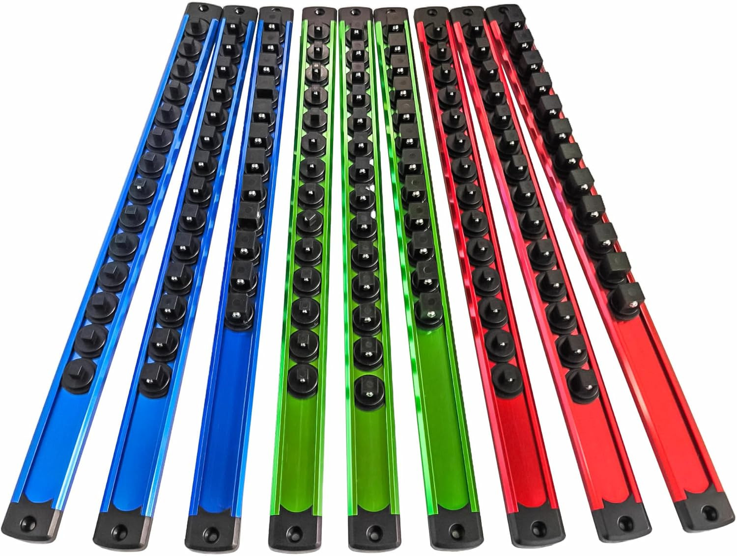 Magnetic Socket Holder Organizer Set - 9-Piece Detachable Trays for 1/4", 3/8",