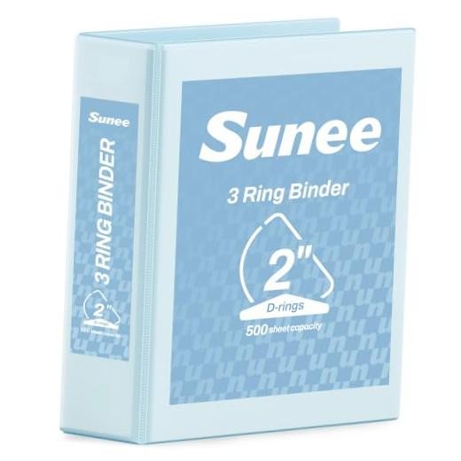 3 Ring Binder Clear View Binder Three Ring PVC-Free 2 Inch Pastel Blue 1 Pack