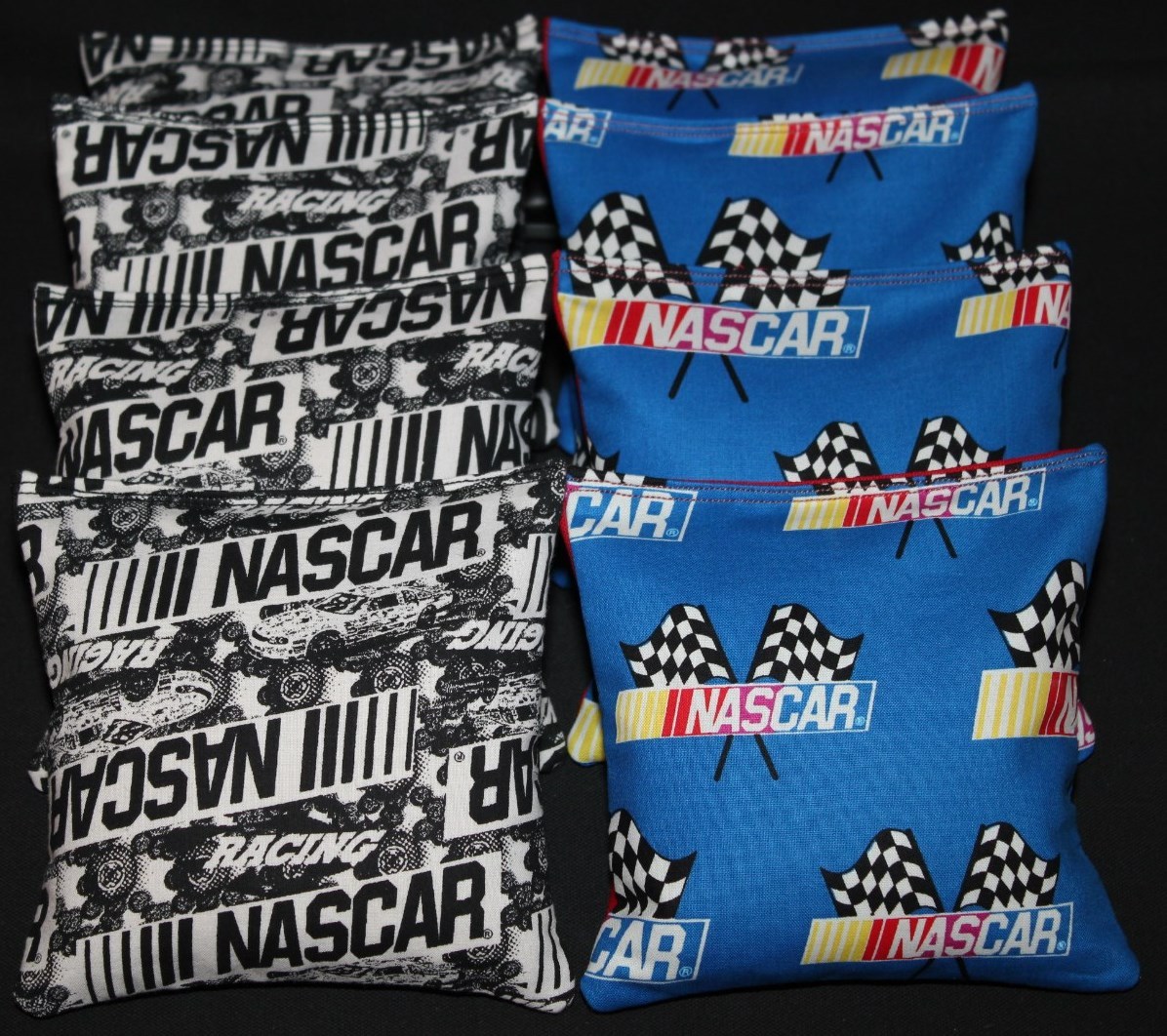 NASCAR RACING Cornhole Bags Race Car Checkered Flag Baggo Toss 8 ACA Beanbags