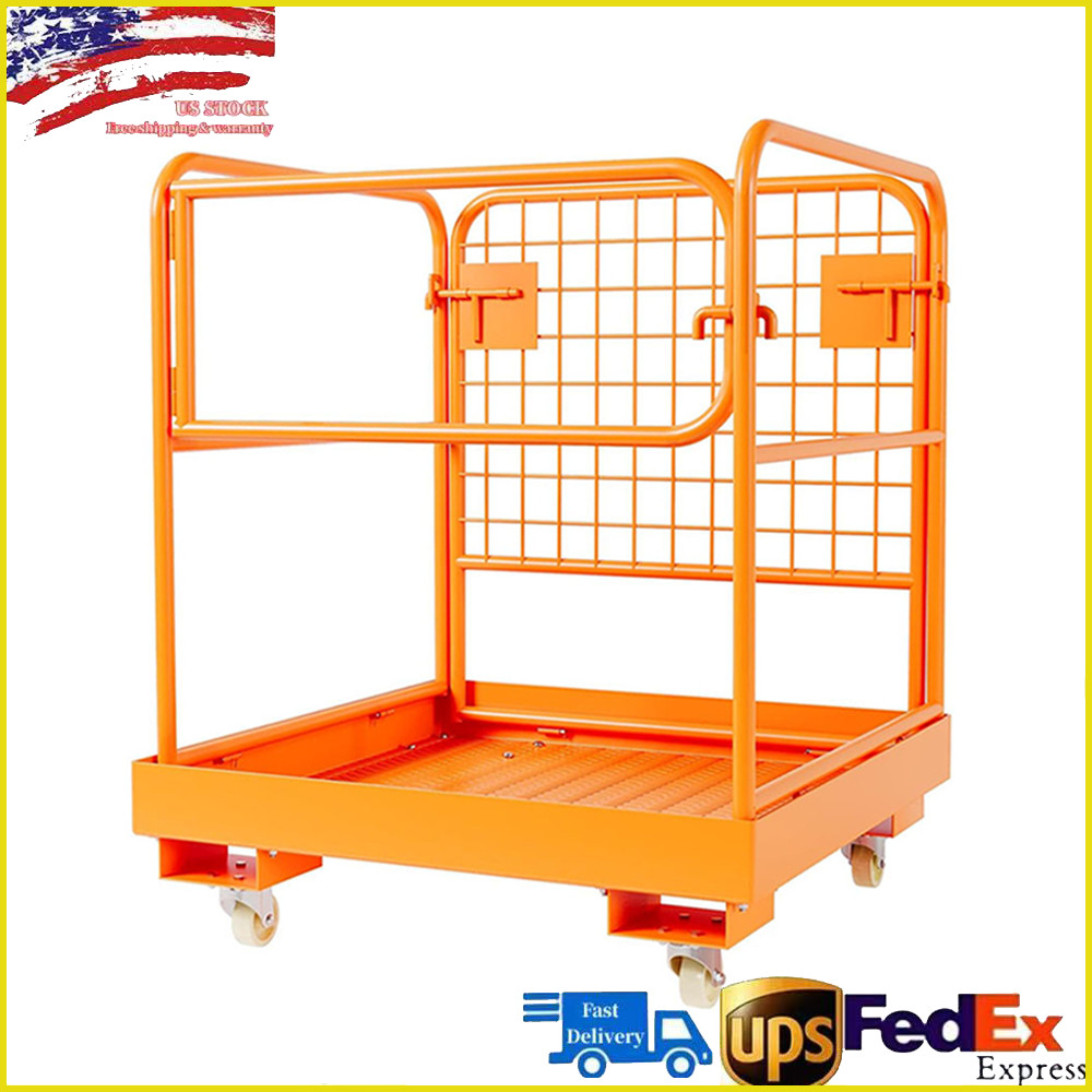 36"x36" Forklift Safety Cage Work Platform 1200 lbs Forklift Man Basket w/Wheels