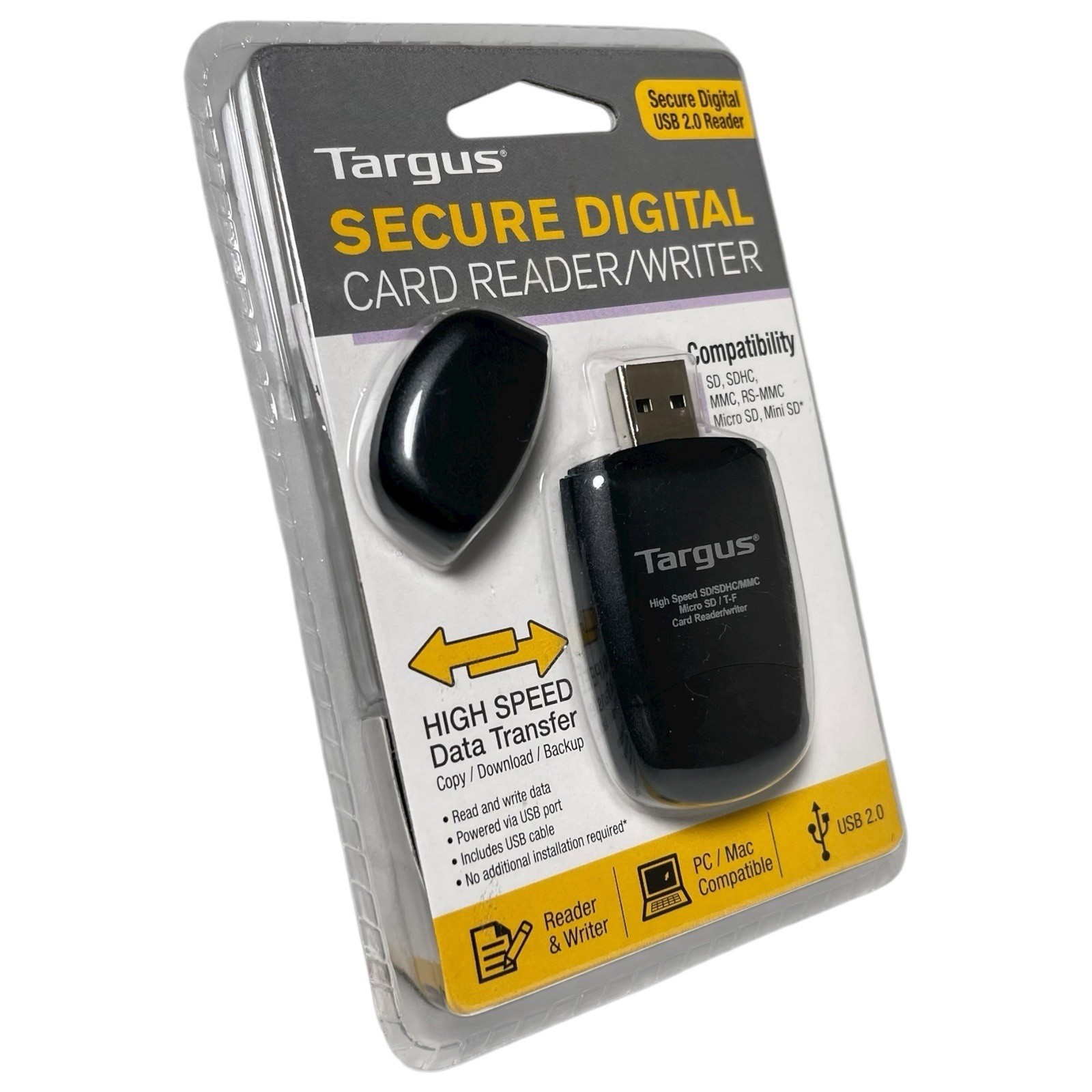 Targus Secure Digital SD Card Reader Writer USB High Speed For PC/Mac New