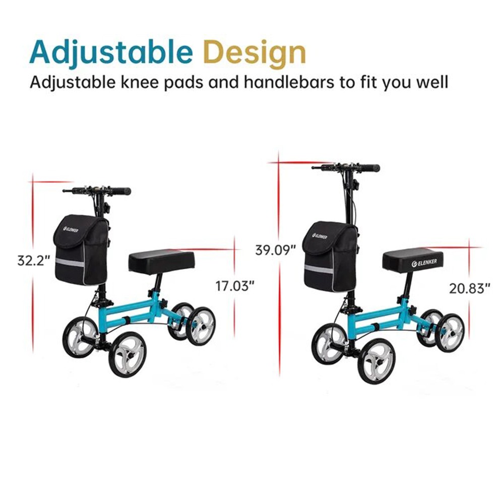 2026 Deluxe Medical Aid Knee Scooter Steerable Knee Walker Wheelchair Stand up