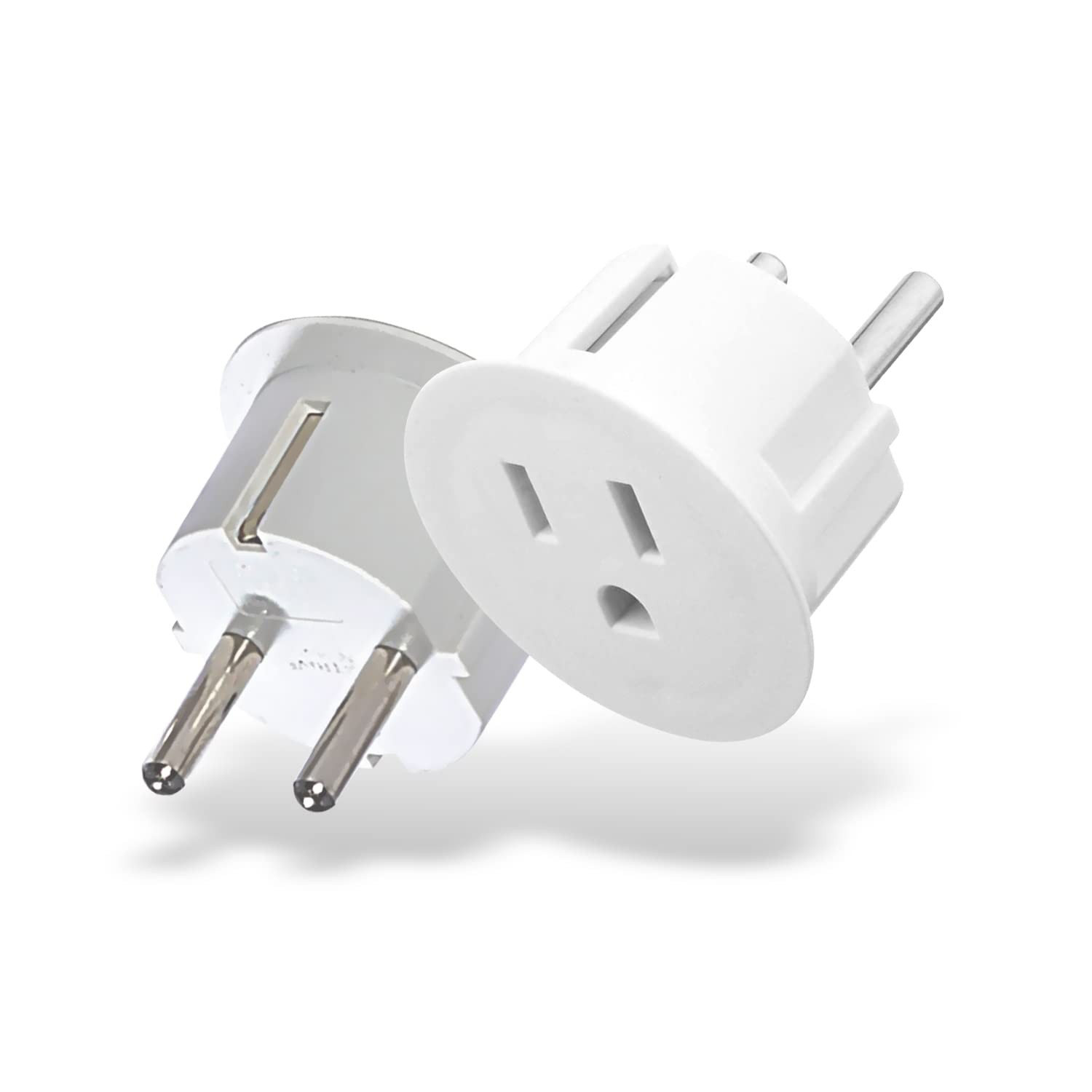OREI American USA To European plug adapter – Type E/F schuko 2 Pack, Black