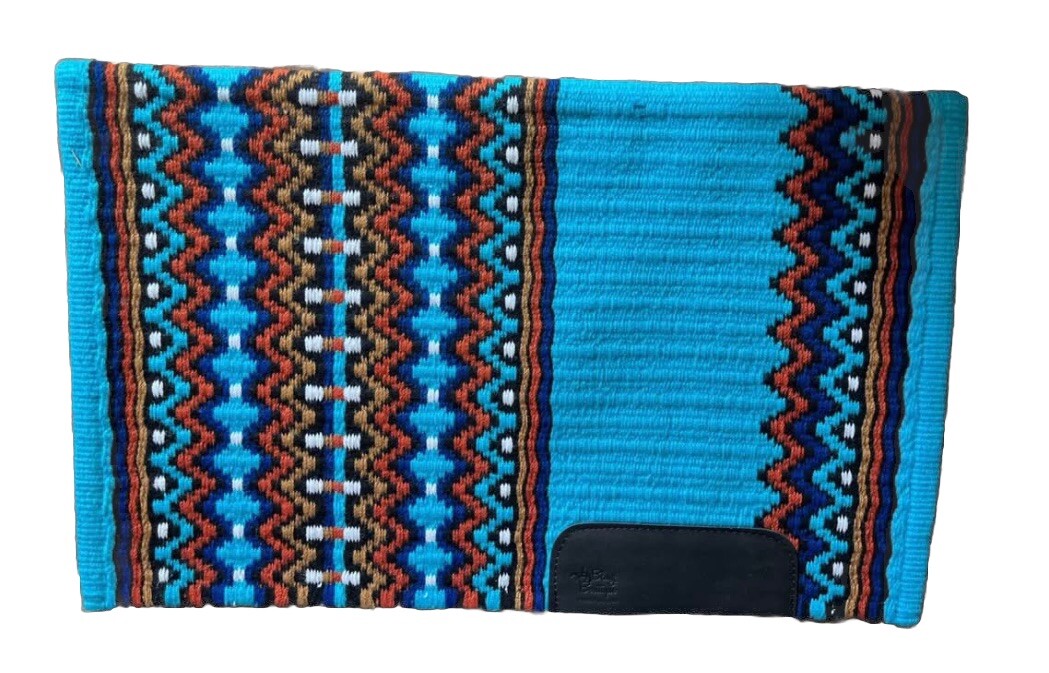 Skyblue Royal Blue Copper Tan western Show wool saddle blanket Oversized 34*42