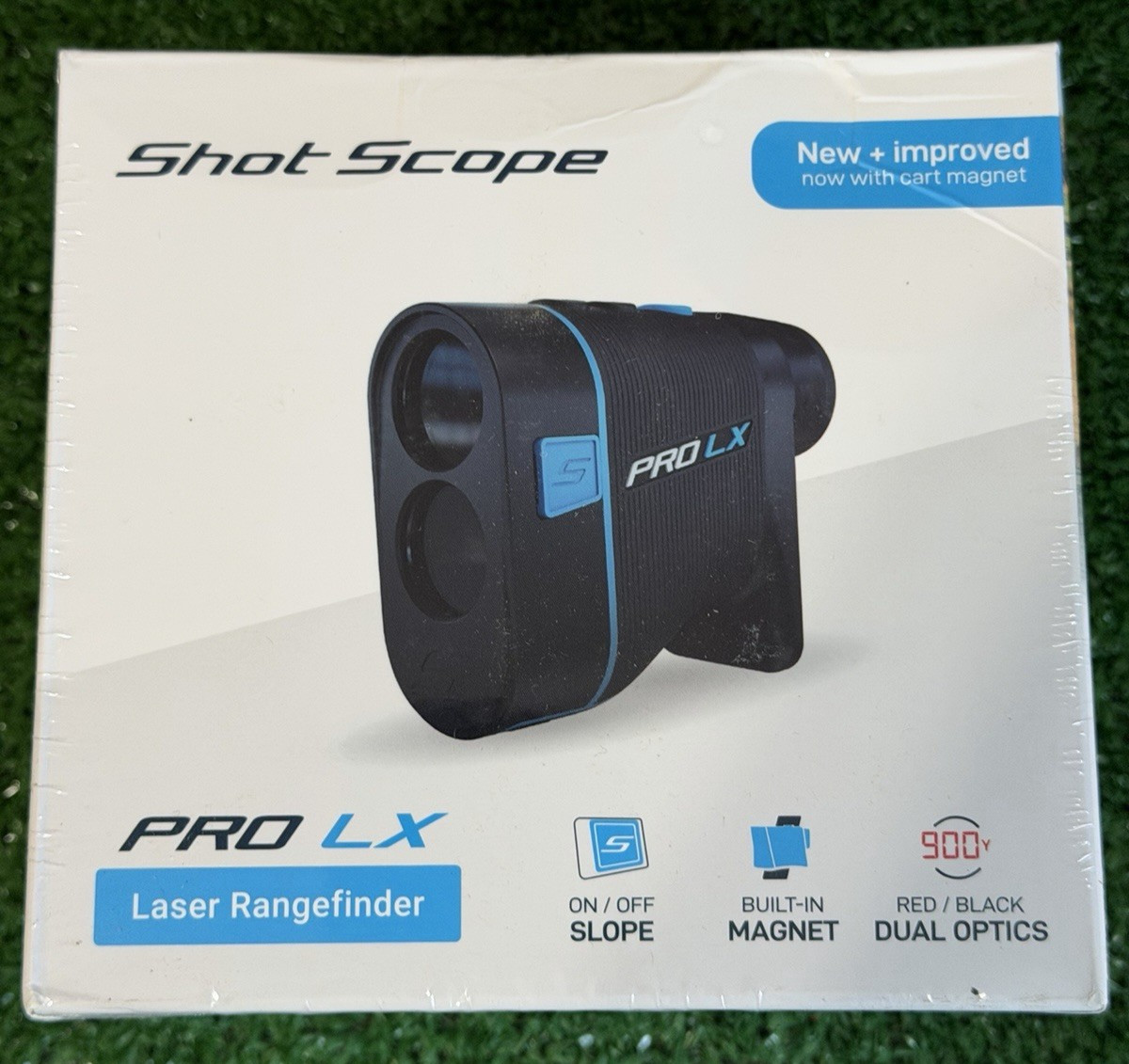 Shot Scope Golf Pro LX Laser Rangefinder w/ Slope & Cart Magnet Black/Blue, New