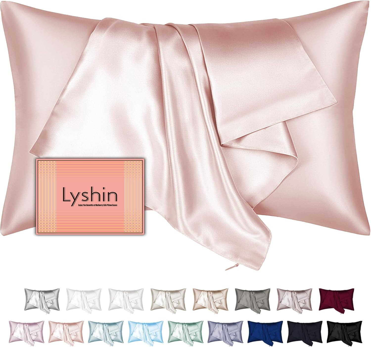 Silk Pillow Cases Standard Size with Hidden Zipper, Mulberry Silk Pillowcase for