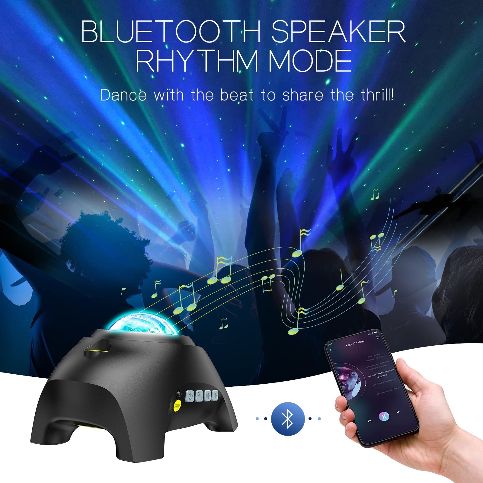 Aurora Projector with 33 Light Effects, LED Star Night Light, Bluetooth Speaker,