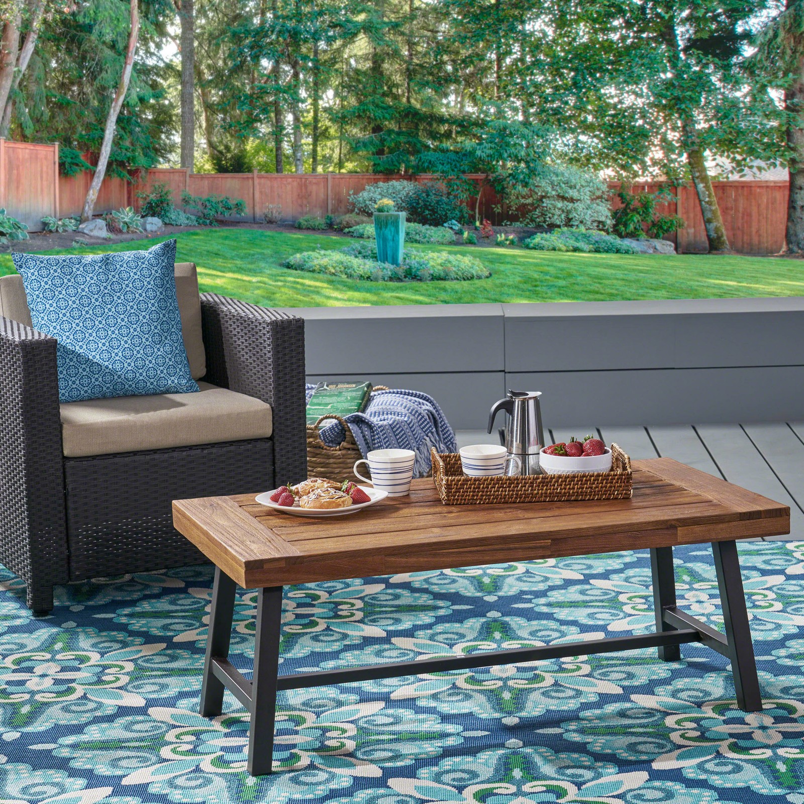 CARLISLE Solid wood grain coffee table rustic sturdy modern home decor