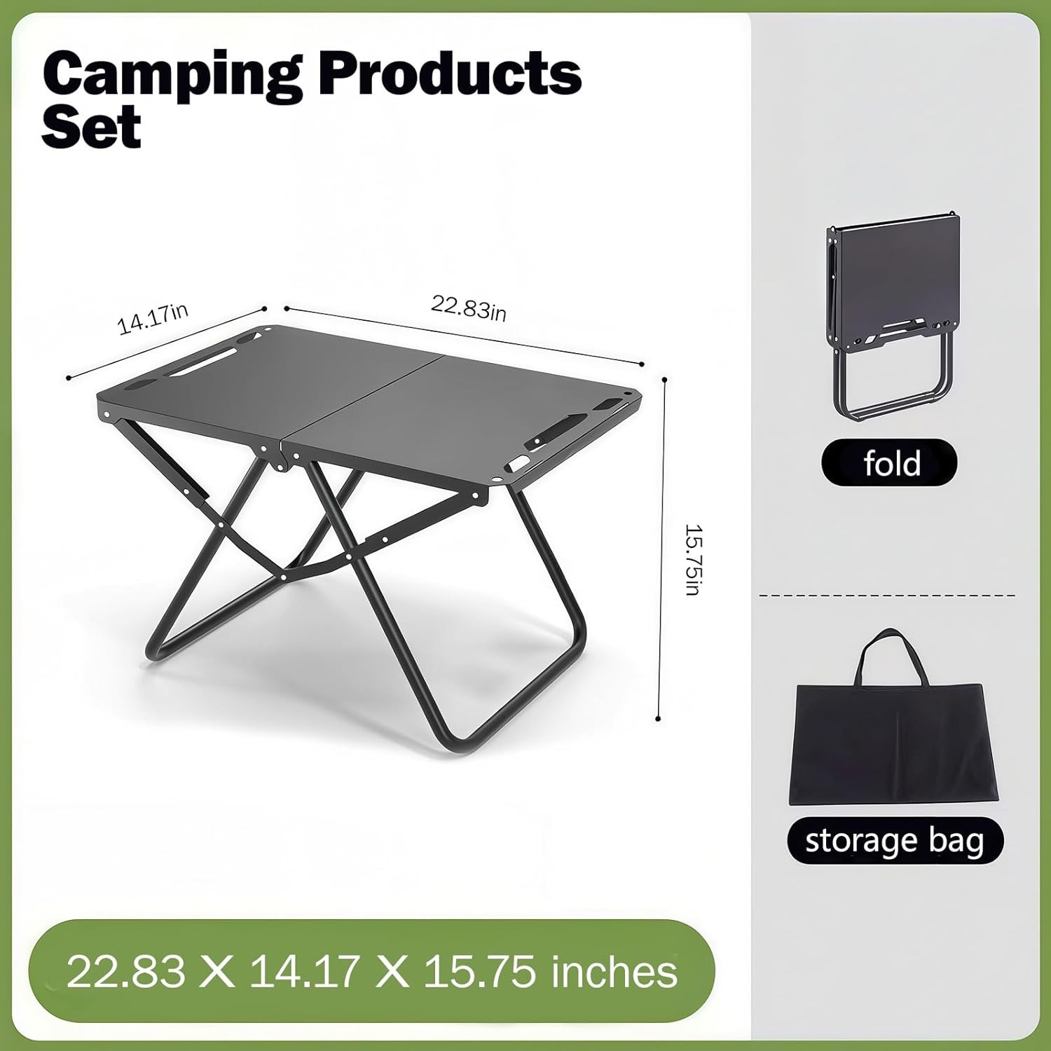 Folding Camping Table, Durable Metal Foldable Table with Storage Bag, Portable