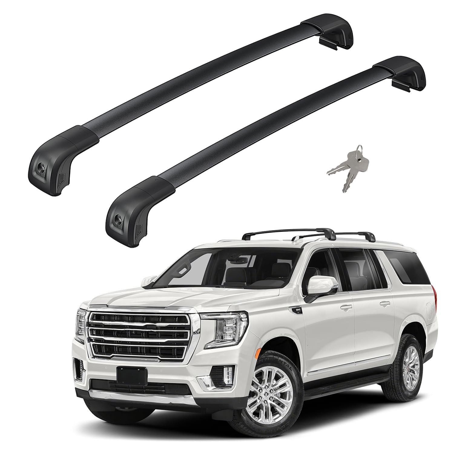 330lbs Lockable Roof Rack Cross Bars Fit for 2021-2026 Chevrolet Chevy Suburb...