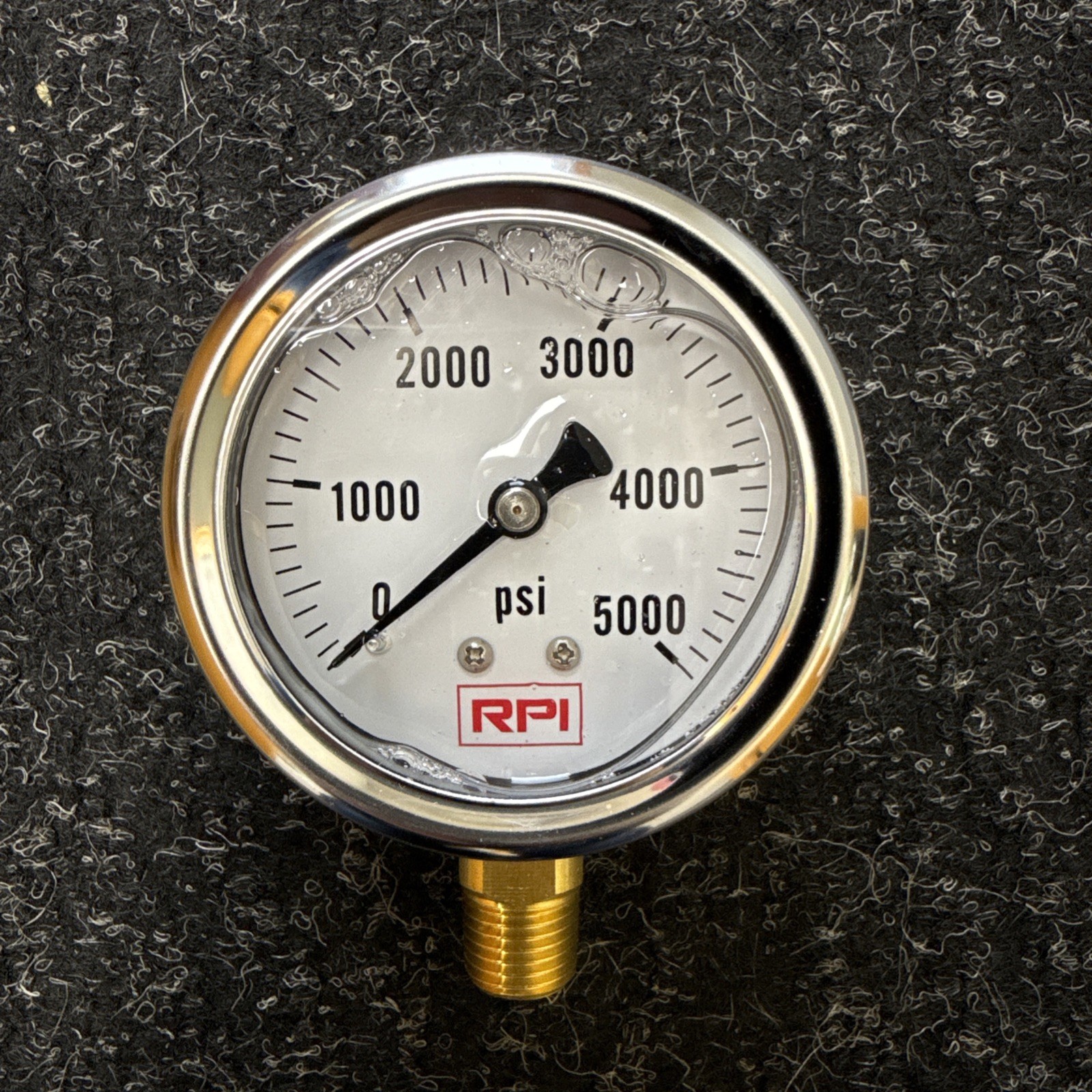 Liquid Filled Pressure Gauge | 0 to 5,000 PSI | 2-1/2" | 1/4" NPT | SS/BR | NEW