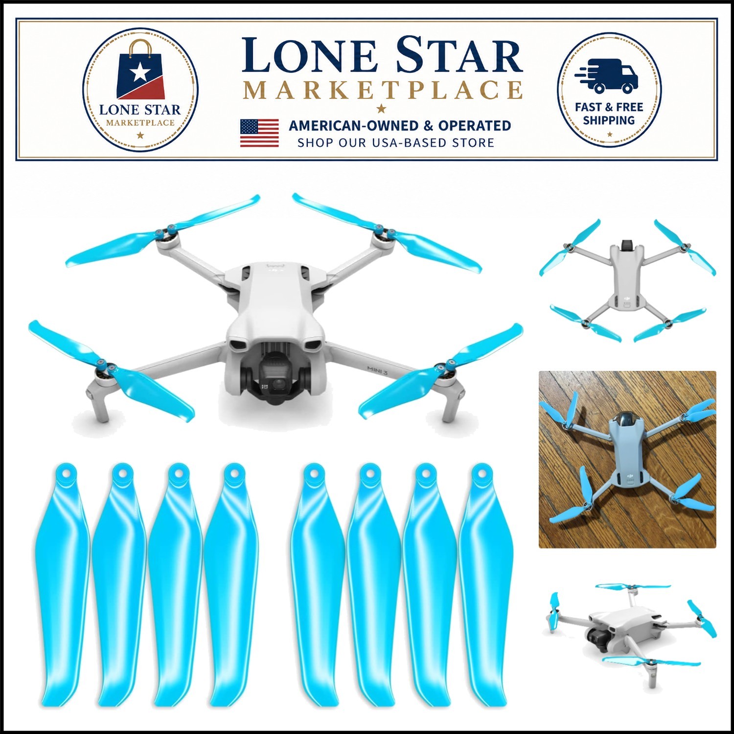 Stealth Blue Propellers for DJI Mini 3 & Lito 1/X1 - Enhanced Flight Performance