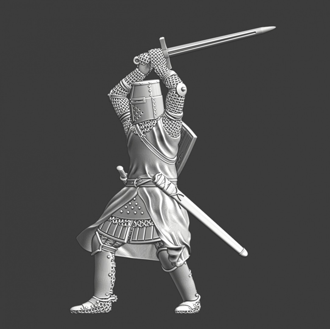 Northern Crusades Miniature Medieval Crusader Foot Knight Infantry 3D 28mm 32mm+