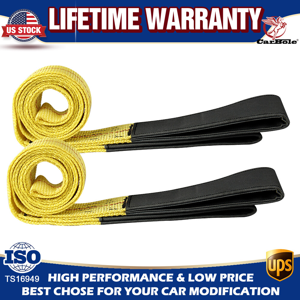 Set of 2pc Performance 6ft x 2" Lifting Sling Straps with Heavy Duty Flat Loops