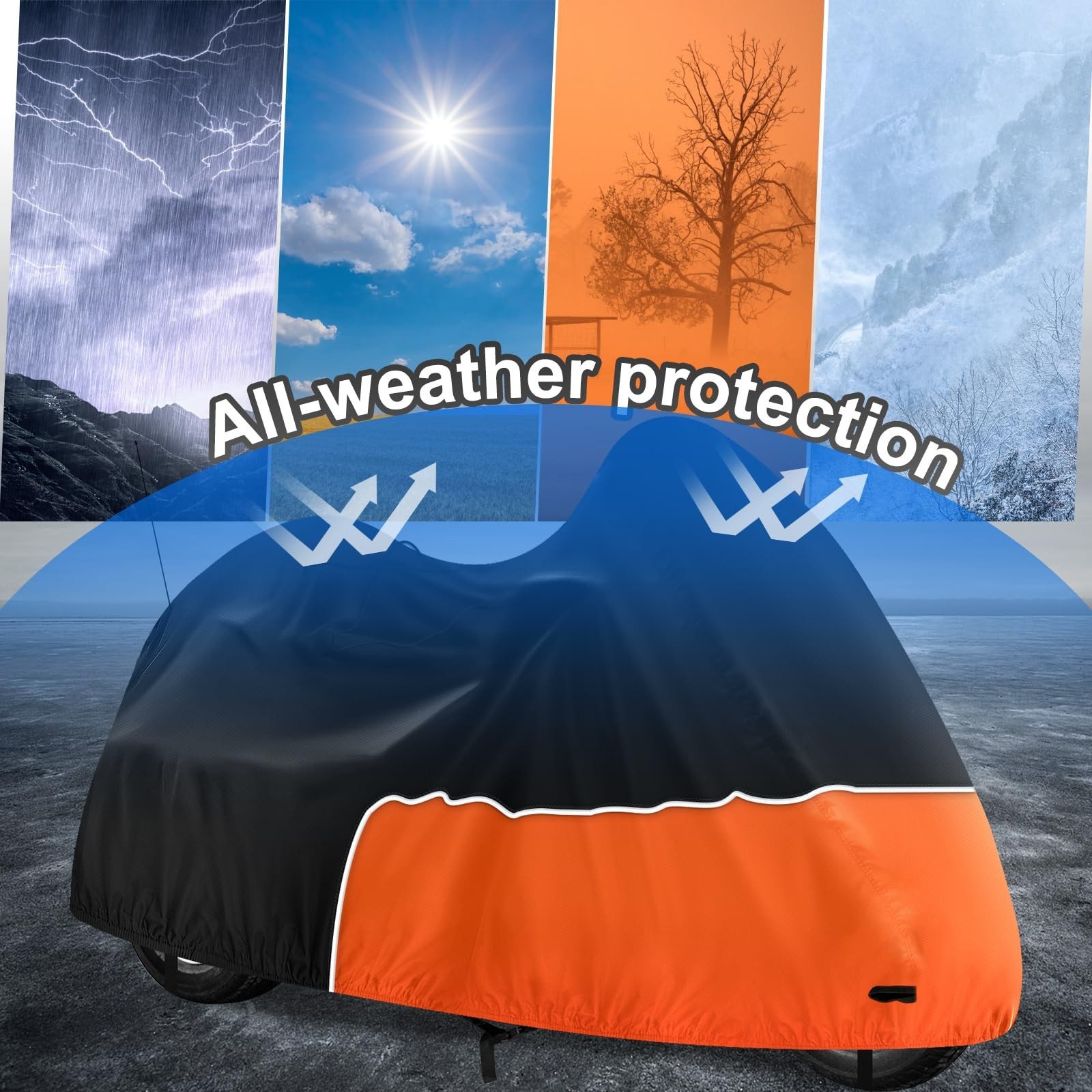 Trike Cover, Waterproof 3 Wheel Motorcycle Cover for Harley Davidson, Honda Gold