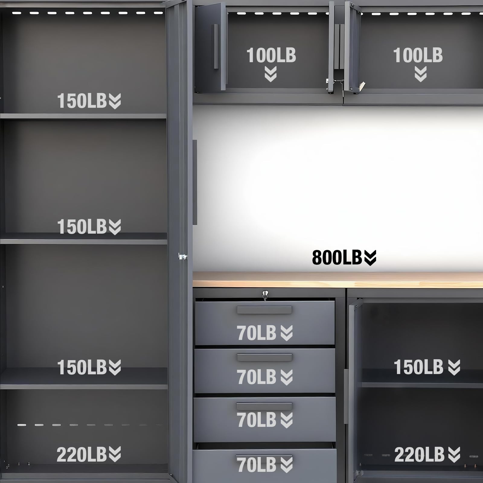 YELLOW JACKET Garage Storage Cabinets System Lockable 12Pcs Workshop Cabinet Set
