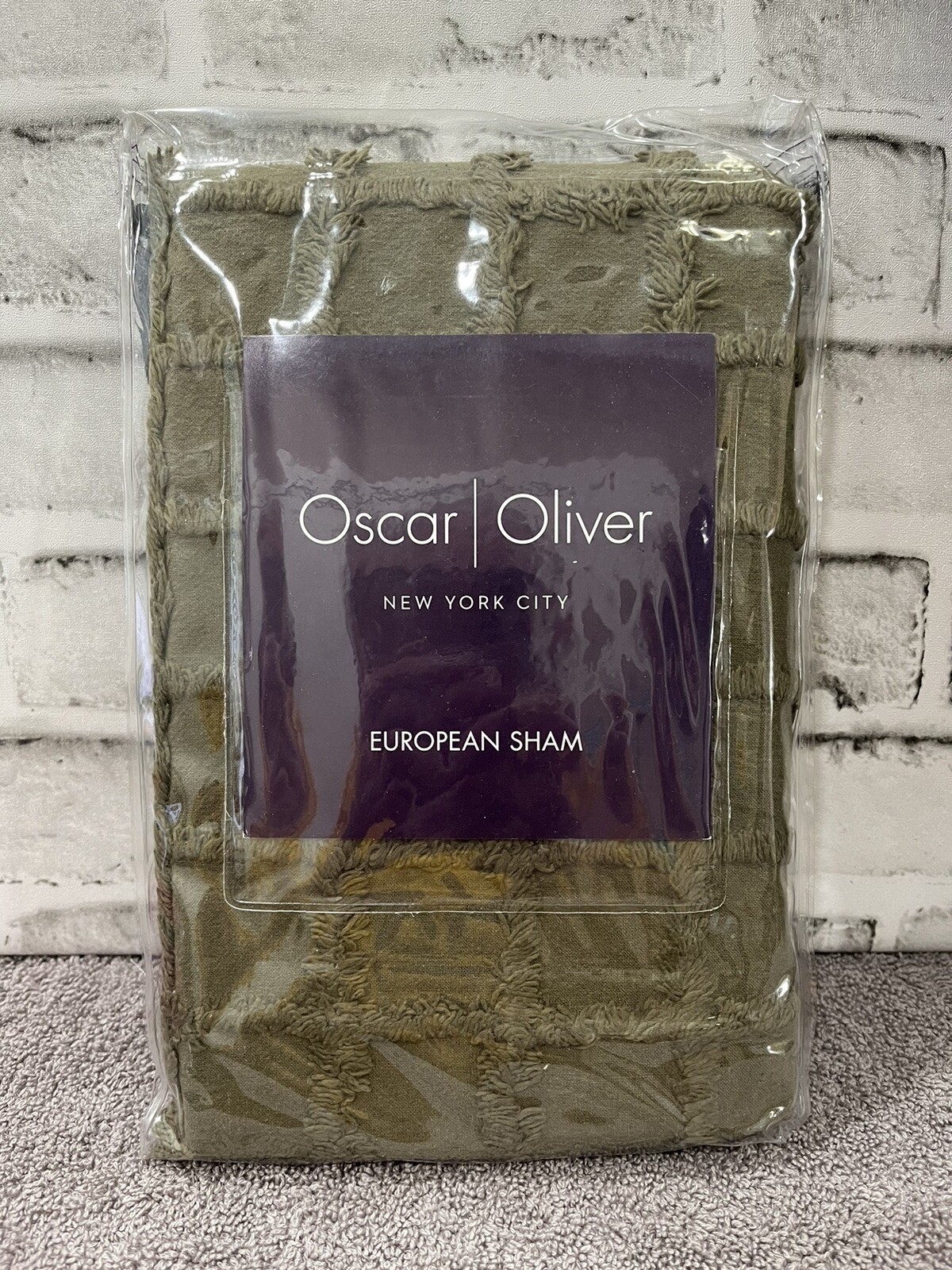 NEW $55 Oscar | Oliver New York City 100% Cotton Cameron Euro Sham Olive
