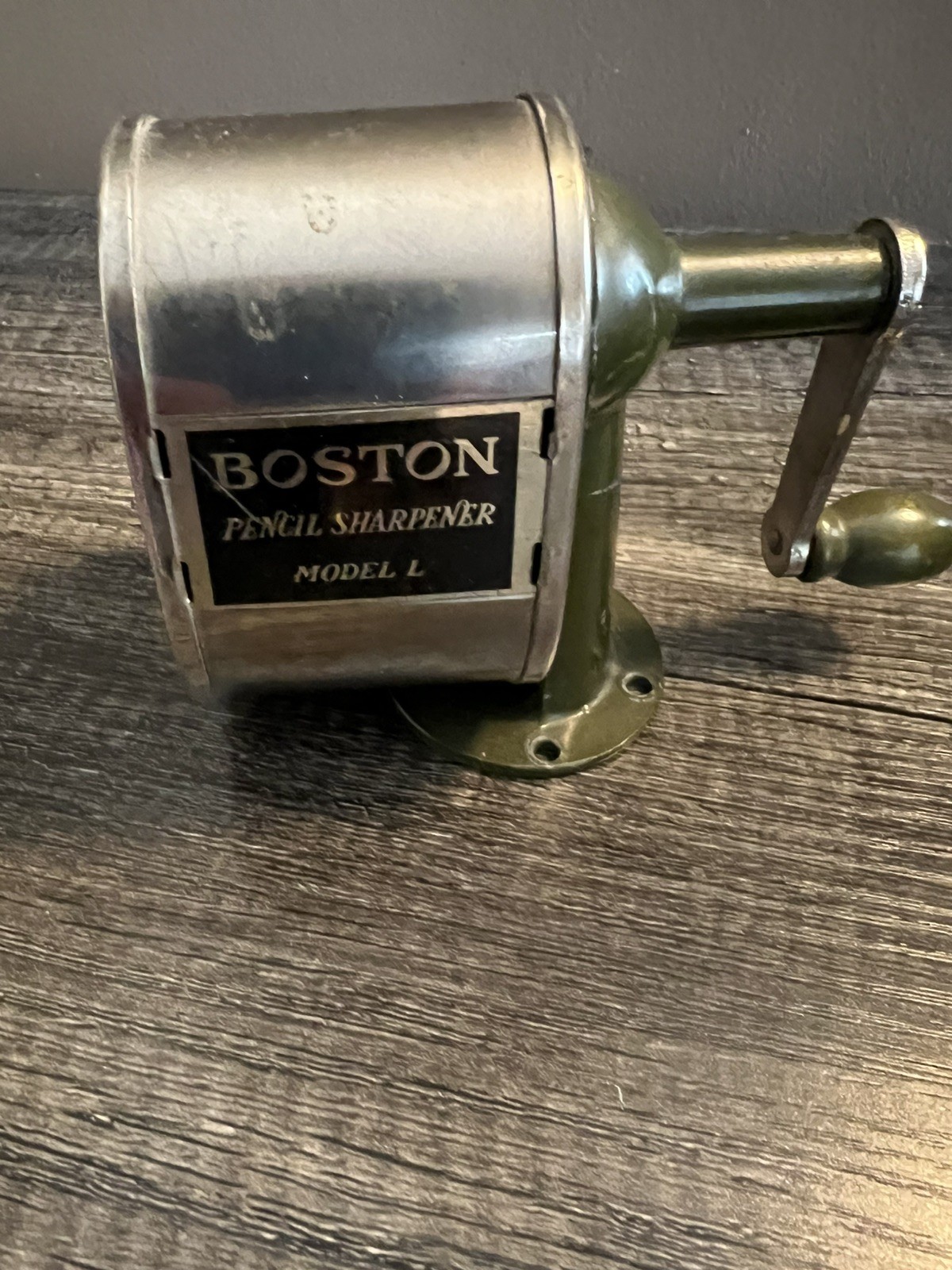Vintage Boston Model L  Steel Pencil Sharpener Wall Mount, C. Howard Hunt Pen Co