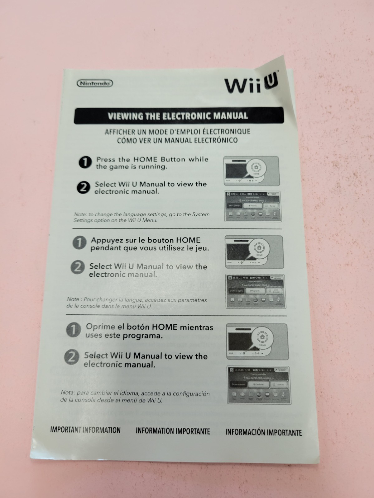 Nintendo Wii U Insert