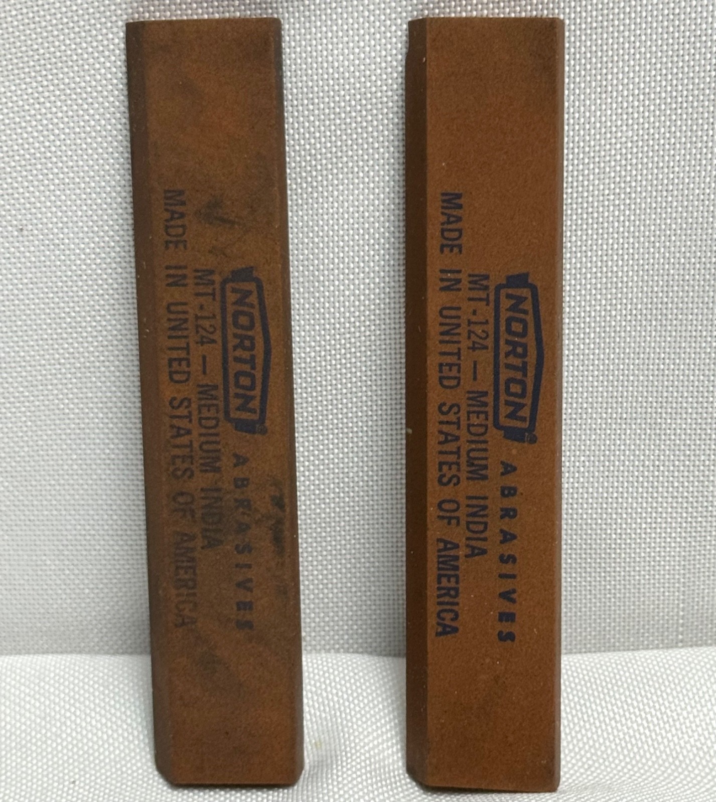 2 Norton MT-124 Medium India Oil Stone Reamer 5/16" X 1" X 4-1/2" Abrasive USA
