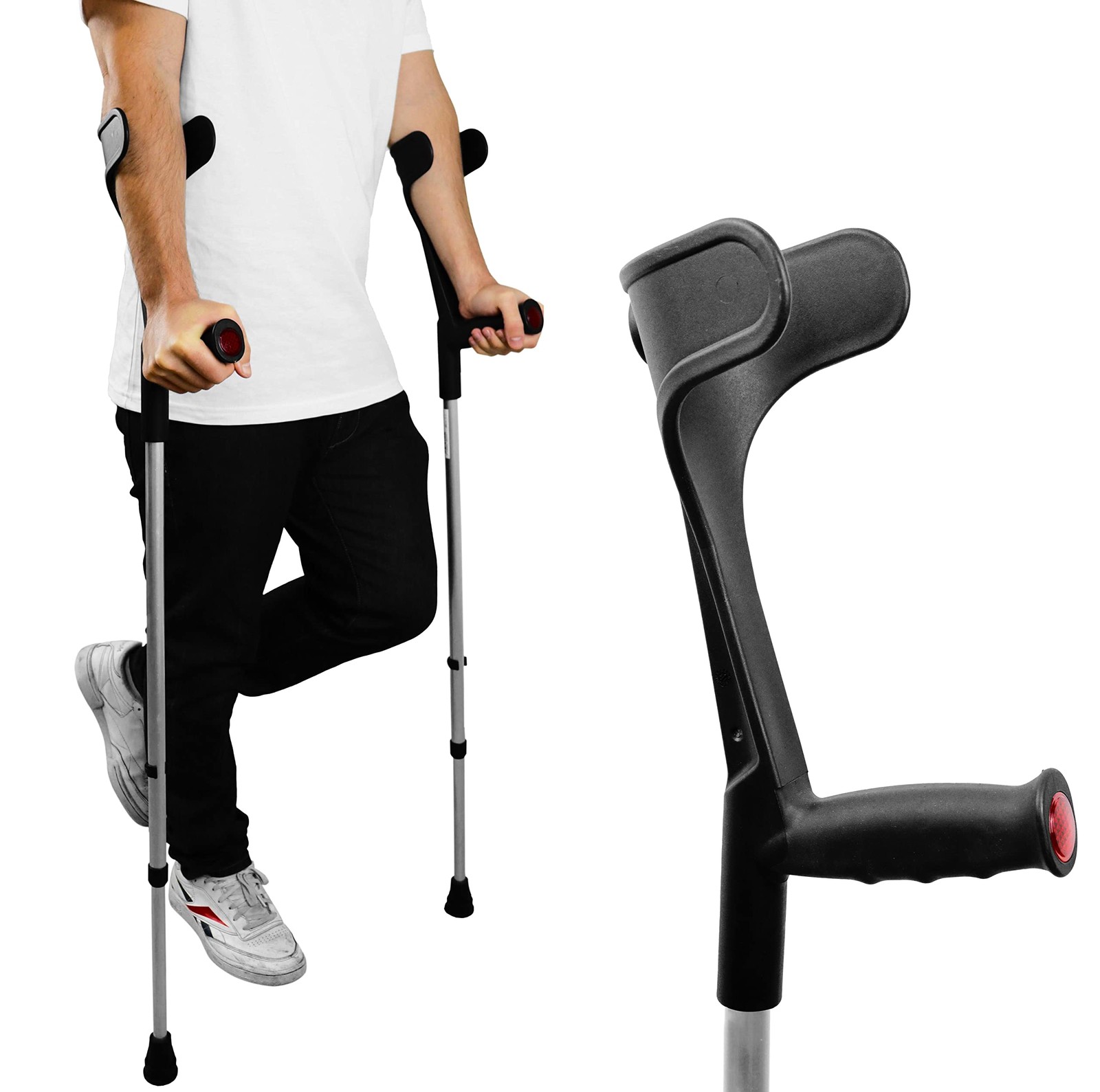 Forearm Crutches for Adults (x2 Units) Open Cuff, Adjustable Height, Aluminiu...