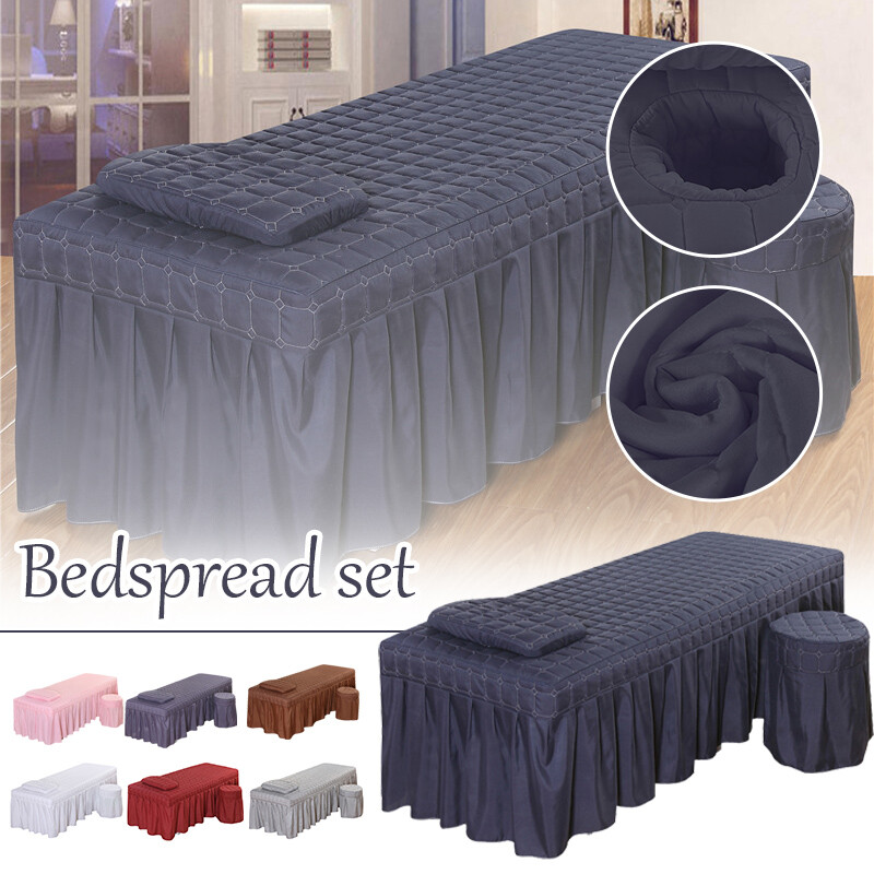 Beauty Massage Bed Full Cover Table Sheet with Hole SPA Cover Skirt Bedspread US