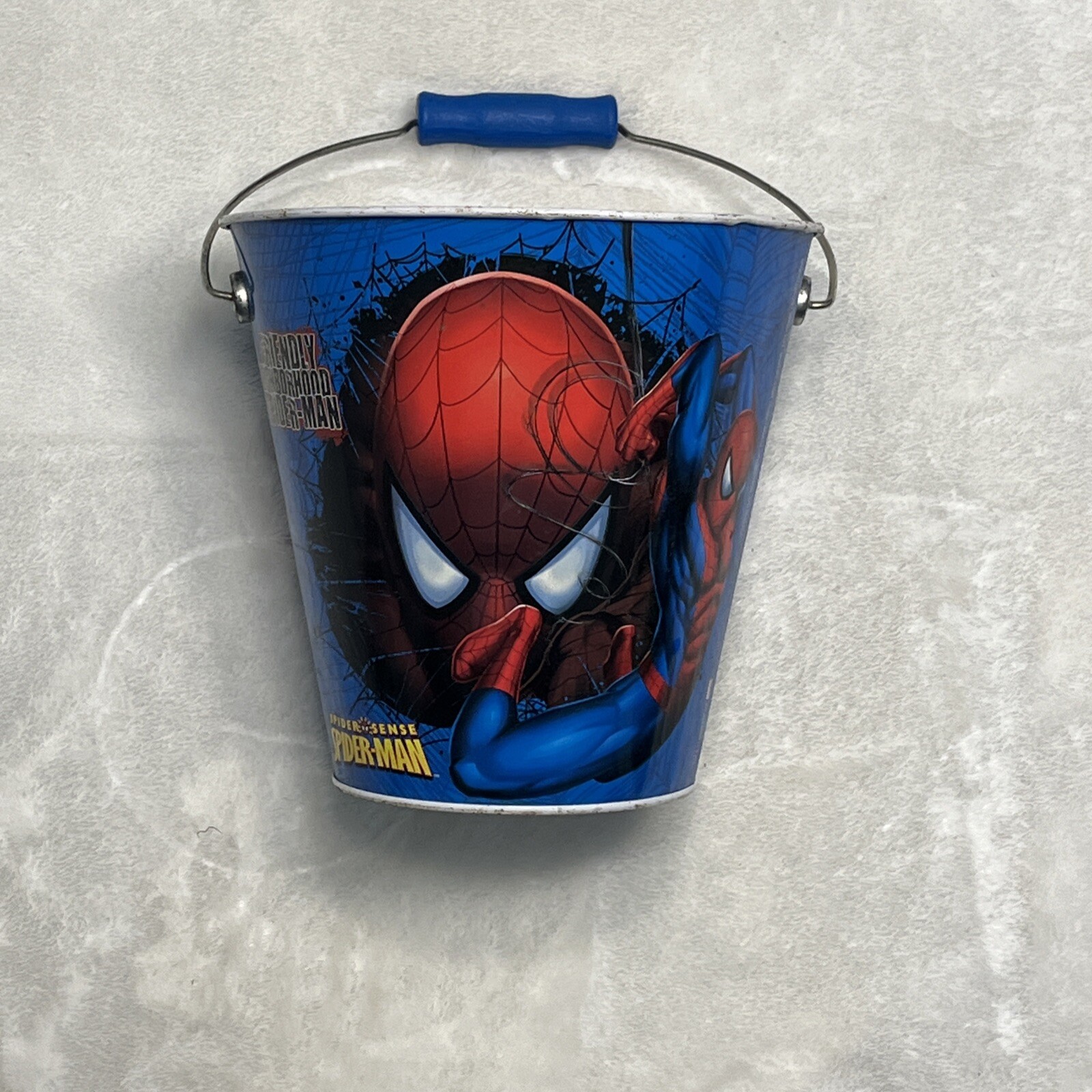 Spider-Man Tin Pail By The Tin Box C Marvel Co. 2009 Friendly Neighborhood 7"x7"