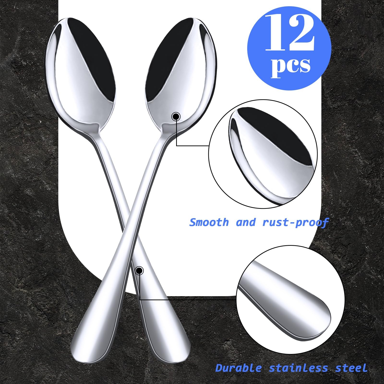 HANSGO Mini Coffee Spoons, 12PCS 4.9 Inch Stainless Steel Medium, Silver