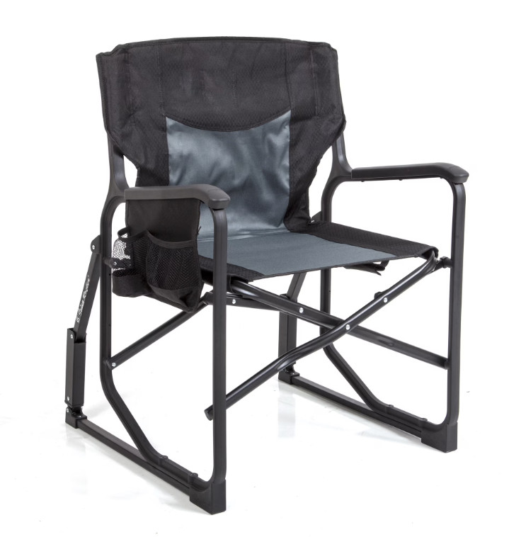 Foldable Outdoor Rocking Chair with Armrests Cup Holder Side Pocket 300lbs