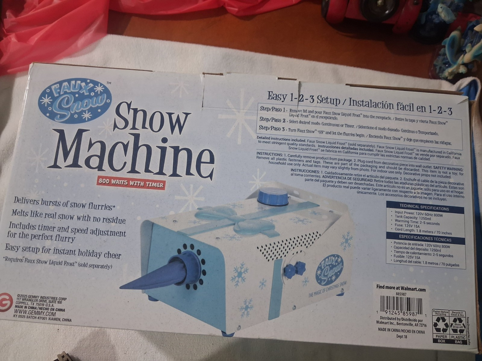 Faux Snow 800W Snow Machine w/ Programmable Timer, 1.5L Tank, 885987