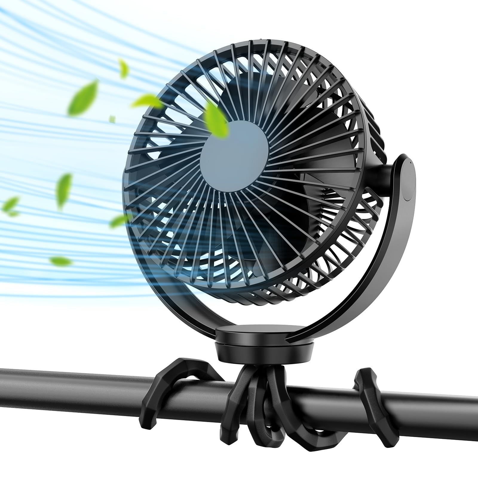 Koonie 5000mAh Portable Stroller Fan - 13.1 Inch x 6.3 x 2.8 Inch, Black