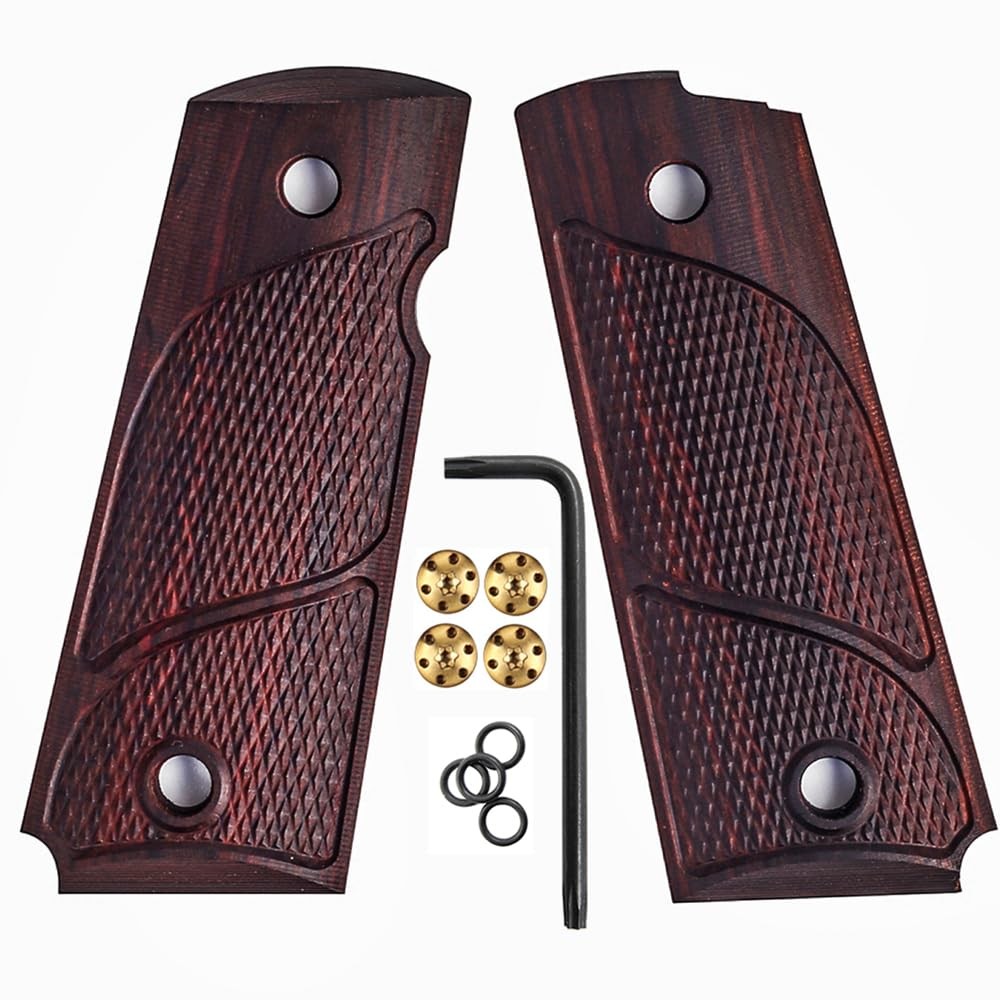 Cool Hand 1911 Rosewood Grips, 1/4" Thin Brown3 Diamond Checker Cut