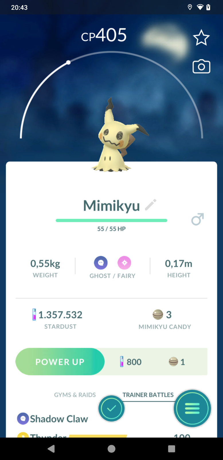 Non Shiny Mimikyu - 20k Sta.rd