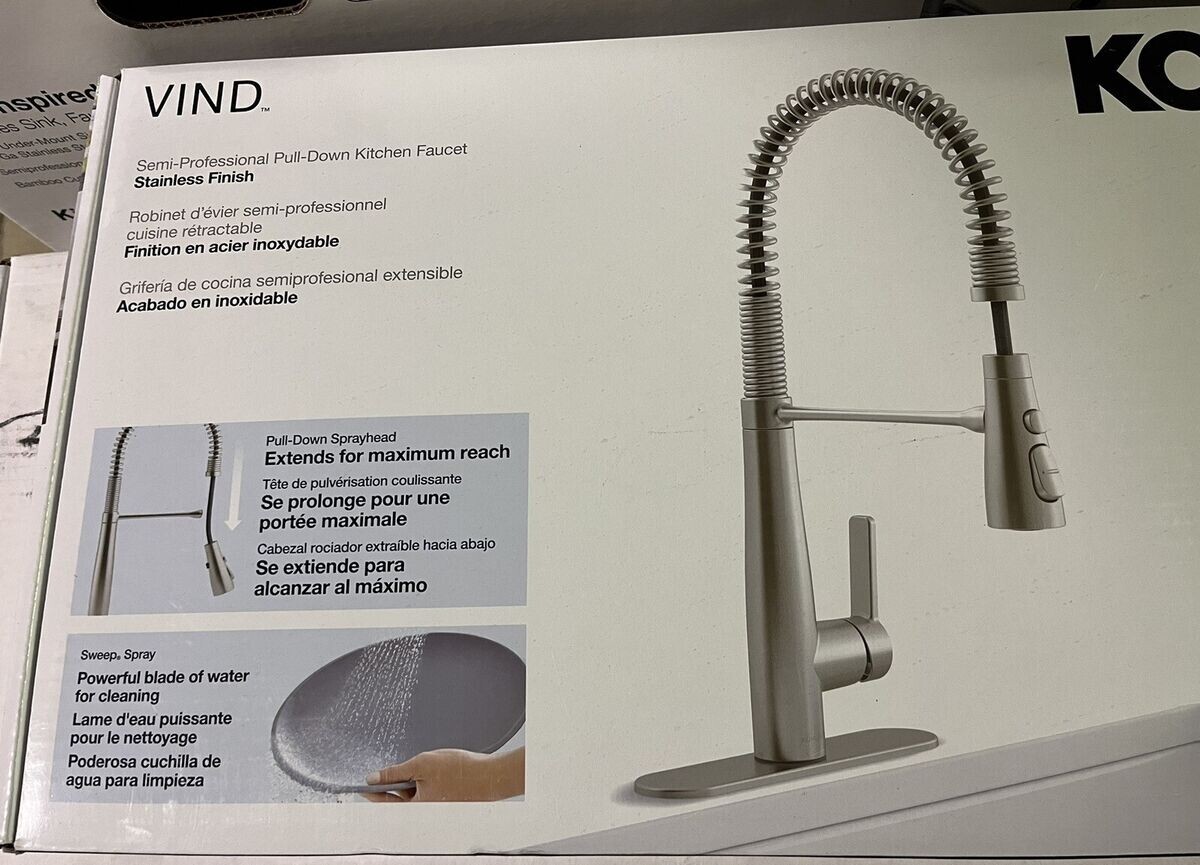 Kohler Vind Semi-professional Pull-down Kitchen Faucet 3 Function Sprayhead New