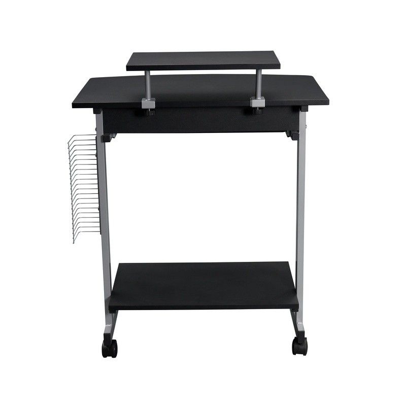 Compact Computer Cart Rolling Workstation Adjustable Shelf Keyboard Tray Storage