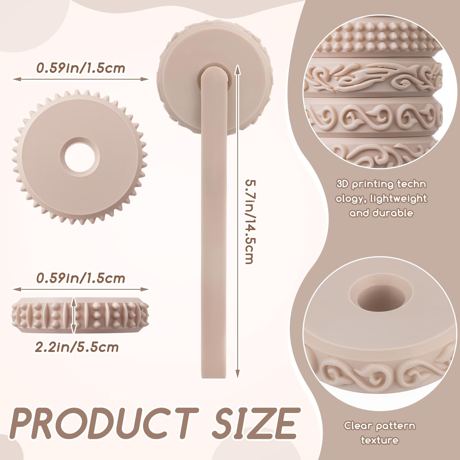 6pcs Clay Texture Rollers, Clay Roller with Handle, 6 Patterns Texture for Mo...