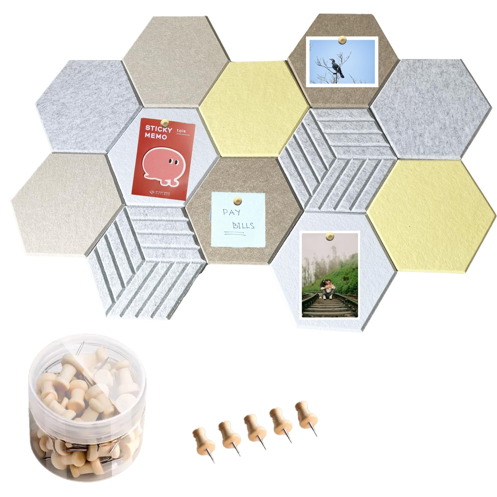 12 Pack Hexagon Felt Boards 12 Inch Cork Adhesive Bulletin Board Tiles