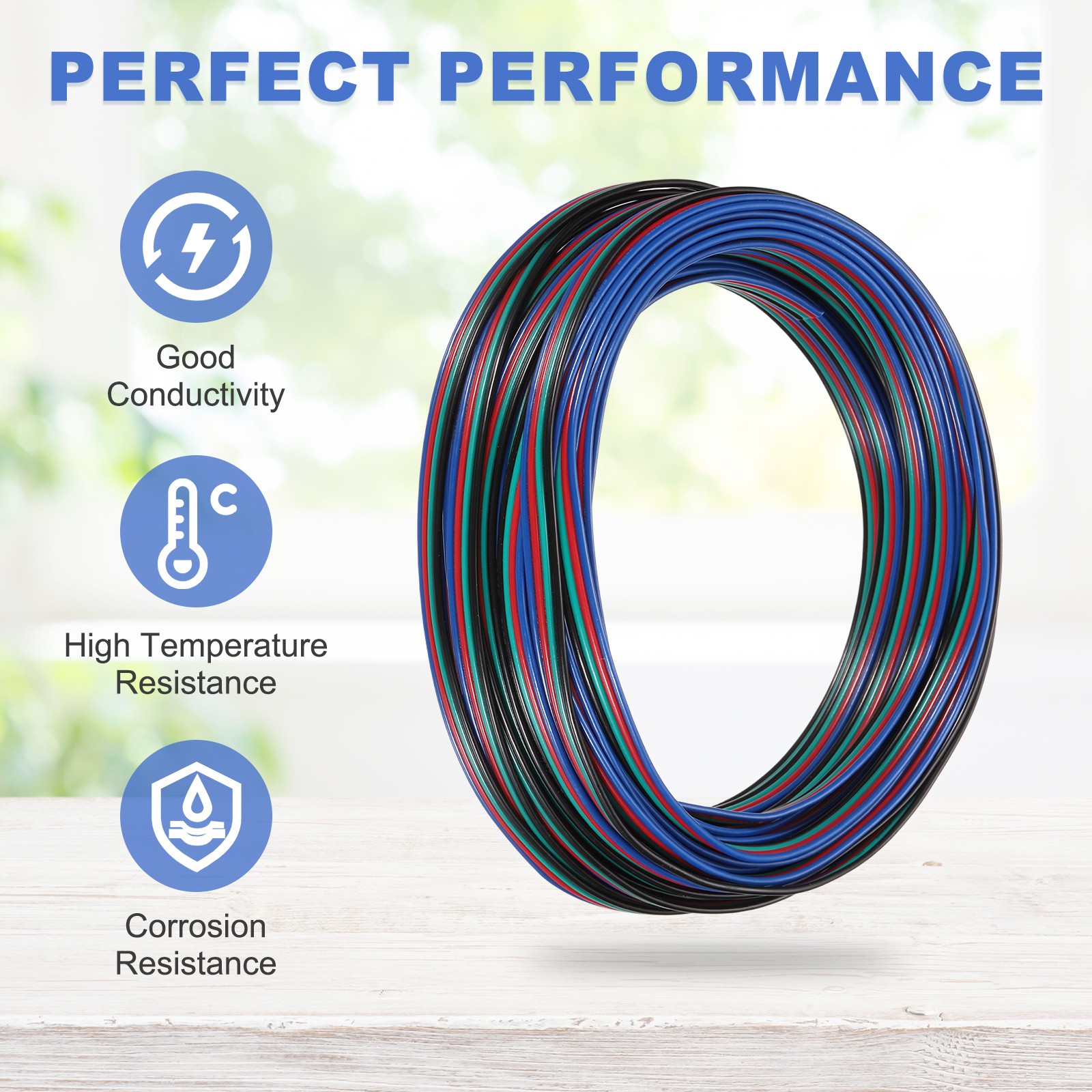 32.8ft 24 Gauge 4 Conductor Electrical Wire Tinned Copper Cable