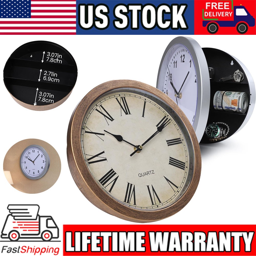 Secret Wall Clock Safe Money Box Stash Cash Jewellery Gold Hidden Compartment