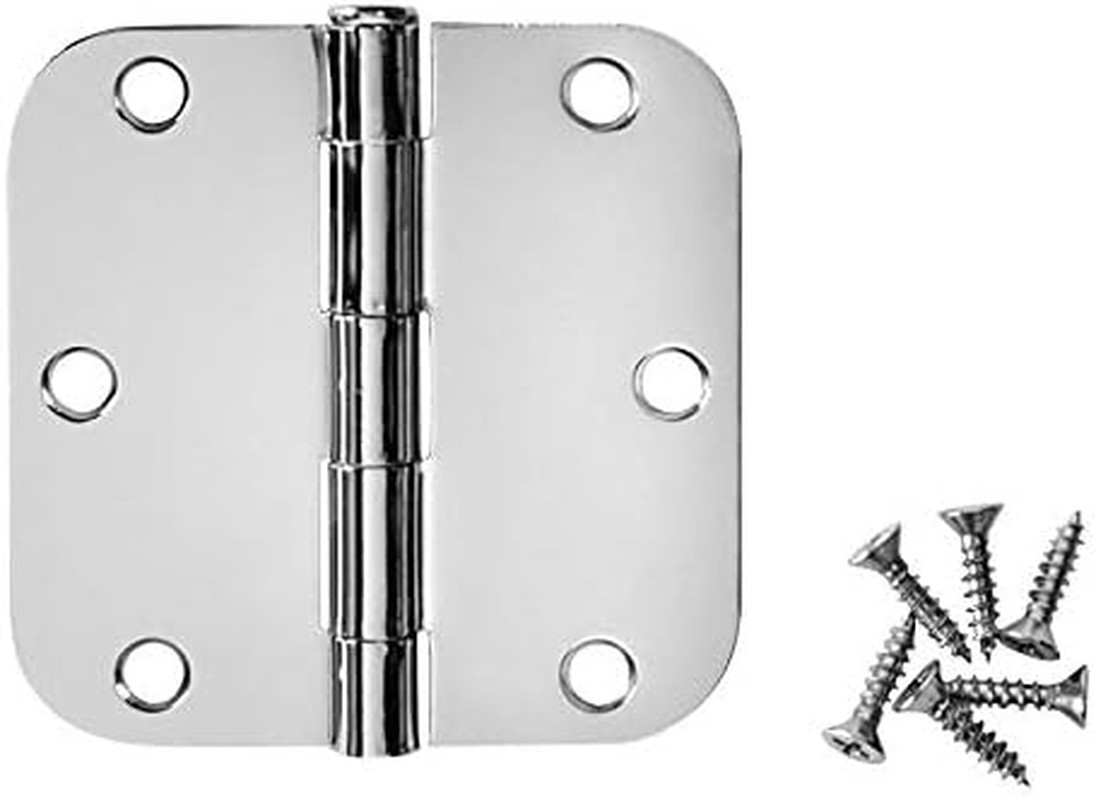 Cosmas Polished Chrome Door Hinge 3.5" Inch X 3.5" Inch with 5/8" Inch Radius Co