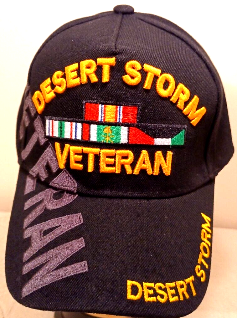 DESERT STORM VETERAN MILITARY CAP HAT BLACK WITH SHADOW