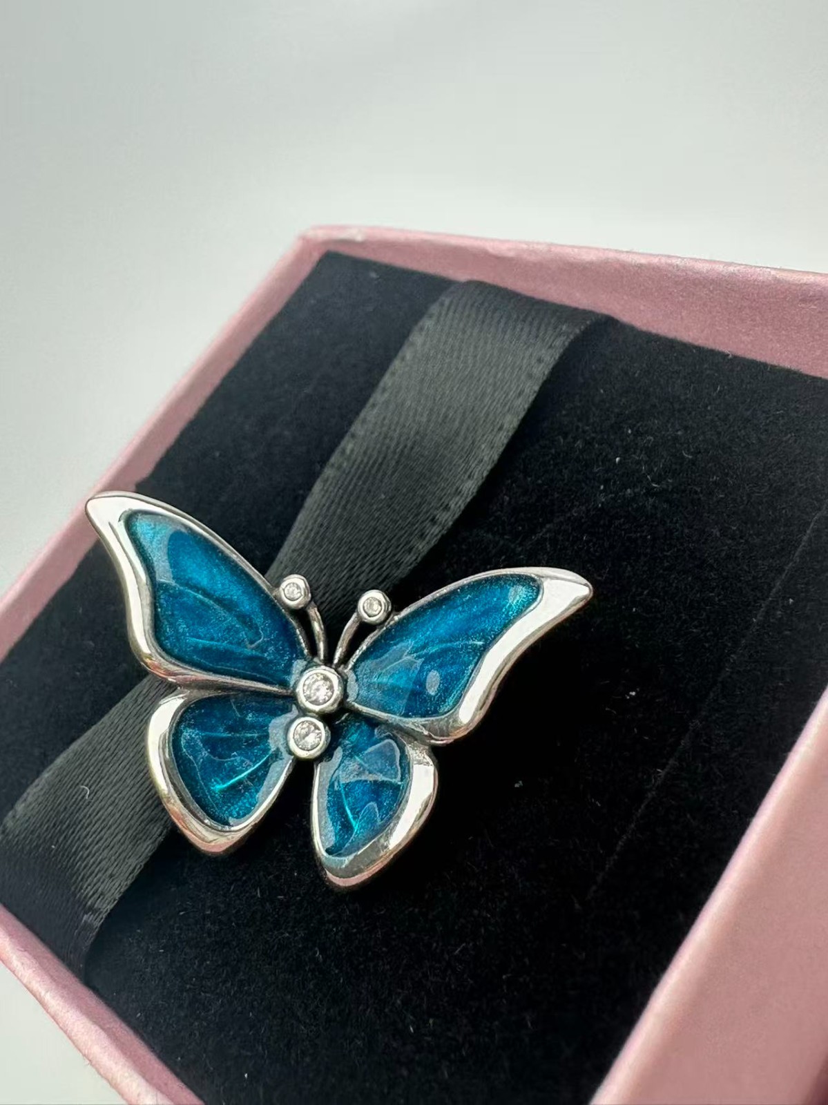 100% New PANDORA Blue Butterfly Charm Sterling Silver CZ 793747C01 With Box