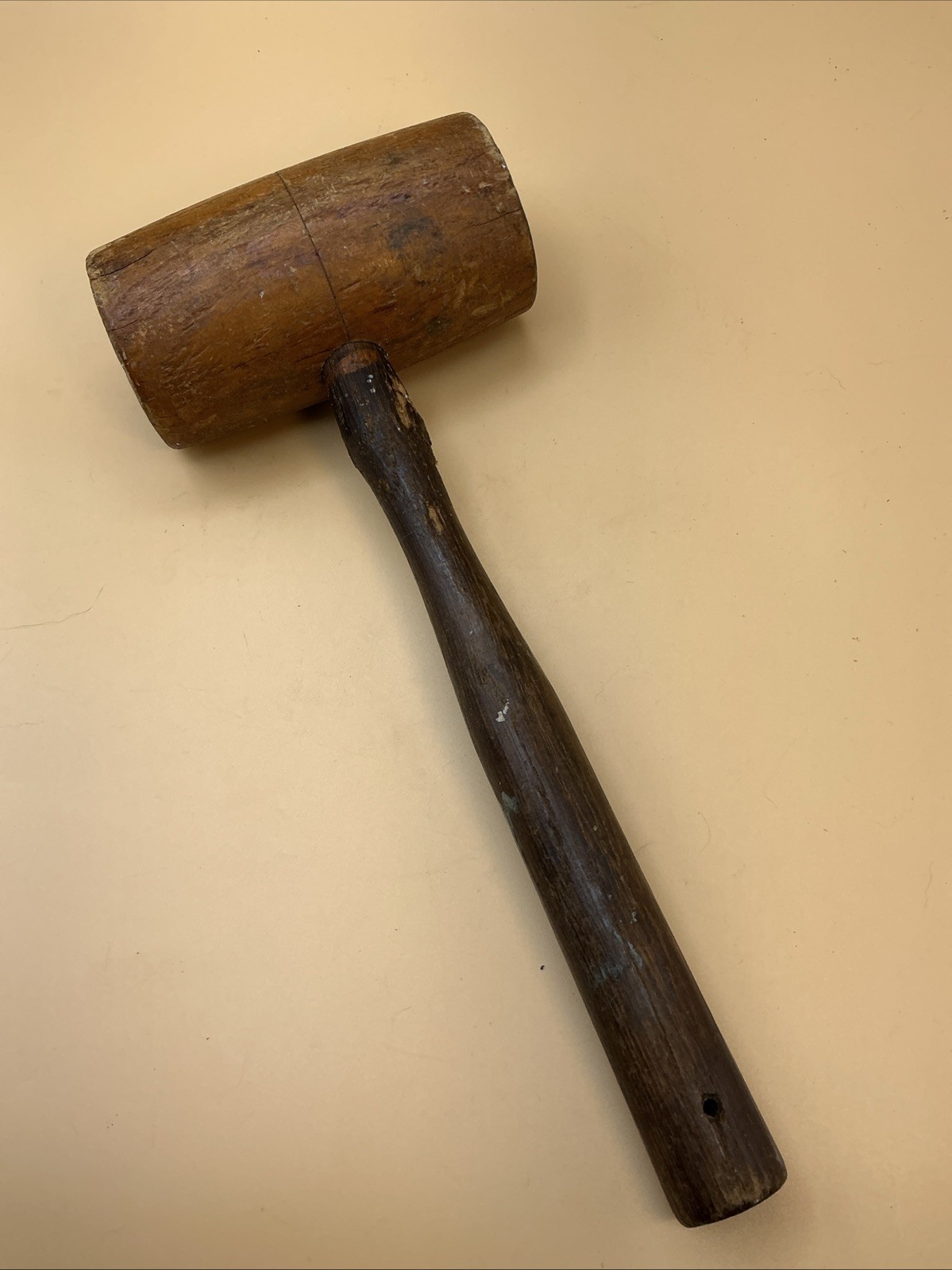 Vintage Primitive Large Wooden Mallet Rustic Hammer 11 " Unbranded